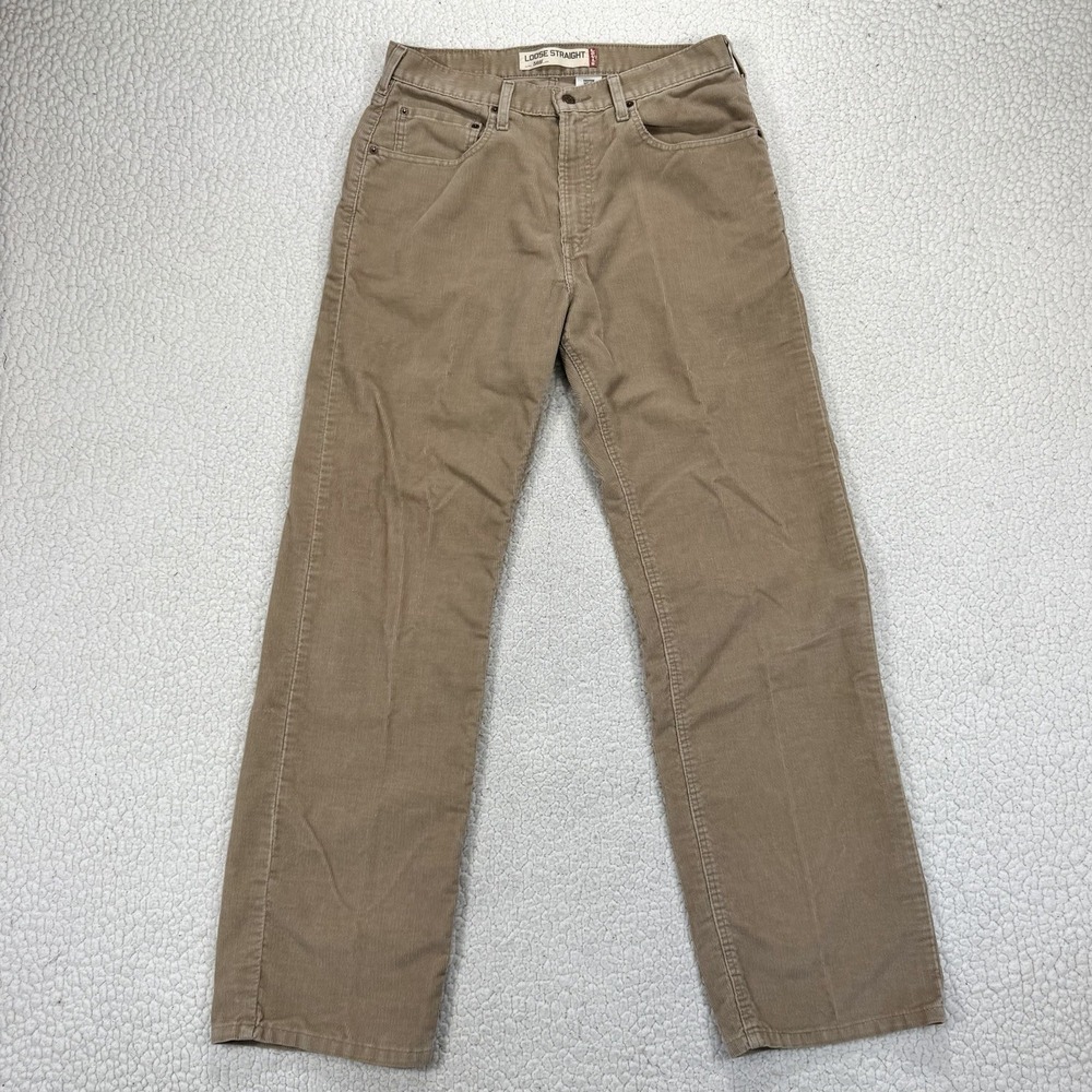 VTG Levi's 569 Loose Straight Men's 33x34 Corduroy Pants Khaki Casual Streetwear